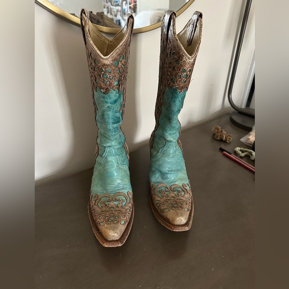 Turquoise Western Leather Boots | Corral - Picture 2 of 5